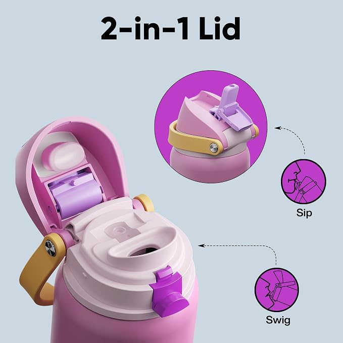 Insulated Water Bottle with Straw - Image 3