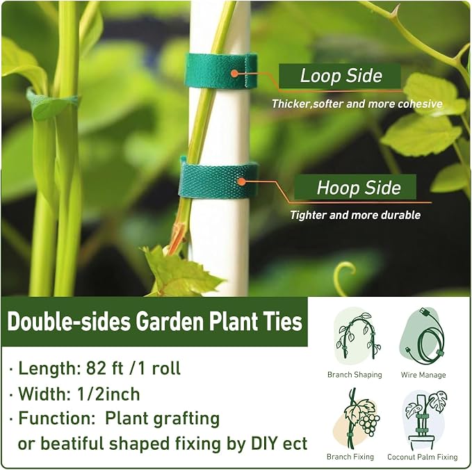 1/2inch 82ft Garden Tie Green Tape, Hitotsu Reusable Plant Tape, Nylon Plant - Image 2