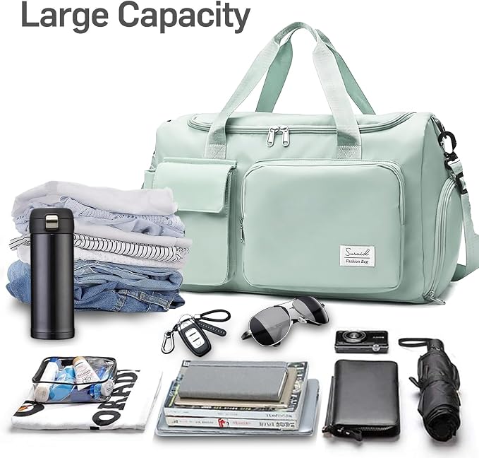 Suruid Travel Duffel Bag with Shoes Compartment Sports Gym Bag with Dry Wet - Image 4