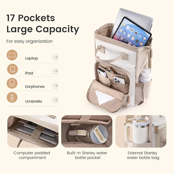LOVEVOOK Laptop Backpack for Women Work Bag - Image 3