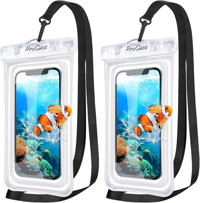 ProCase 2 Pack Floating Waterproof Phone Pouch IPX8, Universal Dry Bag Fits by ProCase