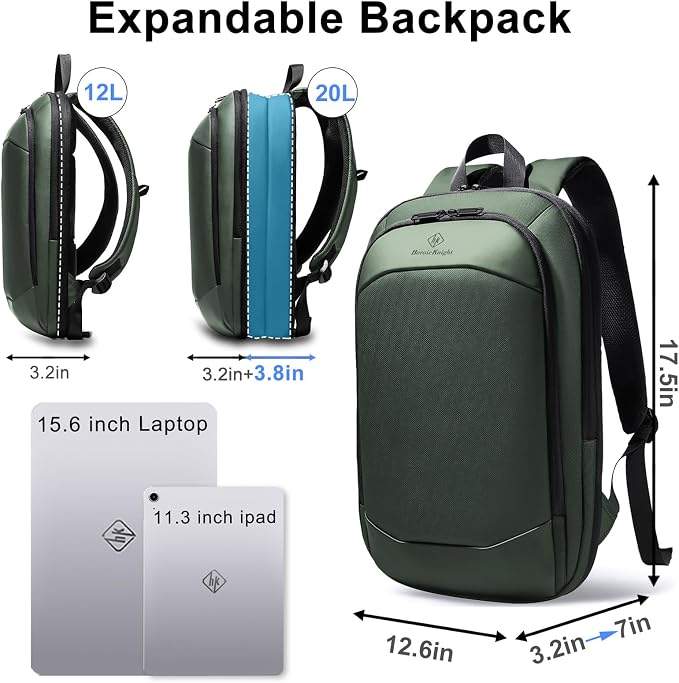 Slim Laptop Backpack for Men, Waterproof Expandable High Tech Business Work - Image 3