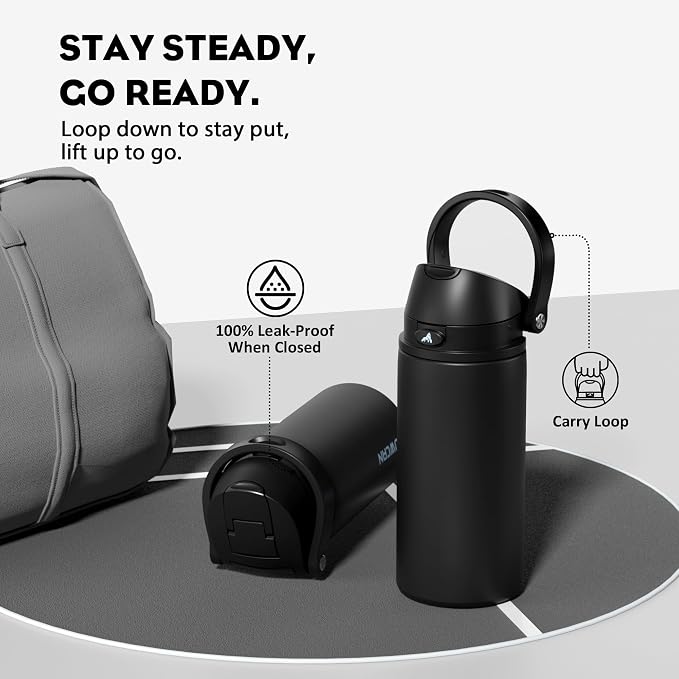 POWCAN 18 oz Insulated Water Bottle: 2-in-1 Push-Button Spout & Quick-Flip Straw - Image 4