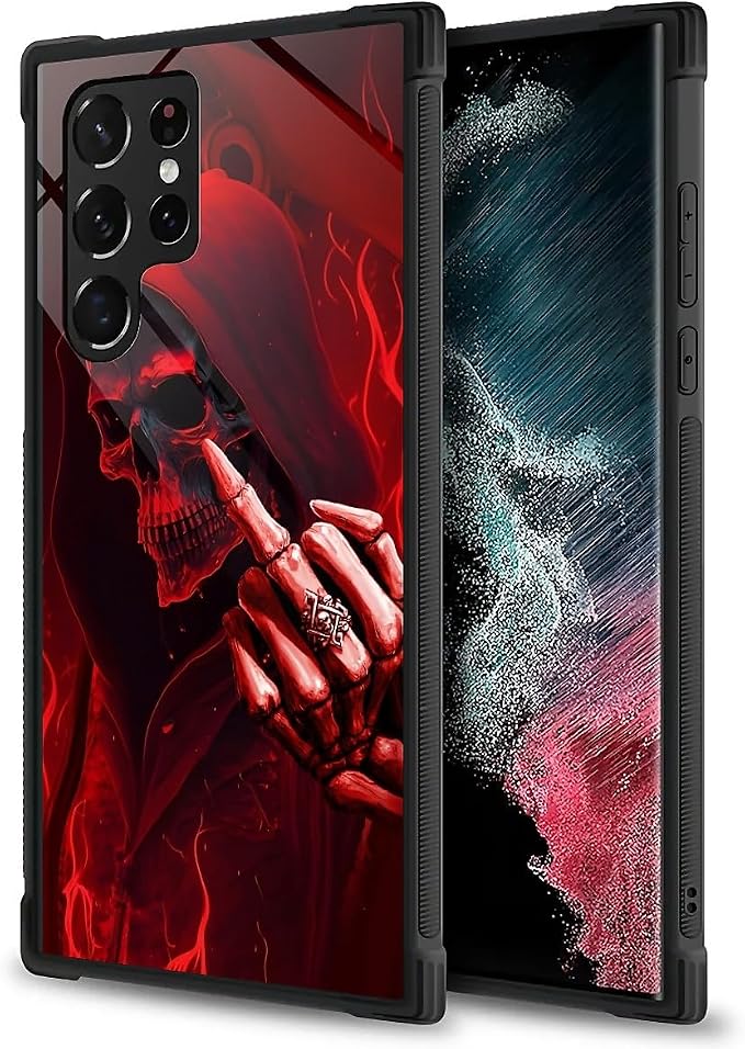 for Samsung Galaxy S23 Ultra Case, Gestures Funny Skull Pattern Graphic Design - Image 5