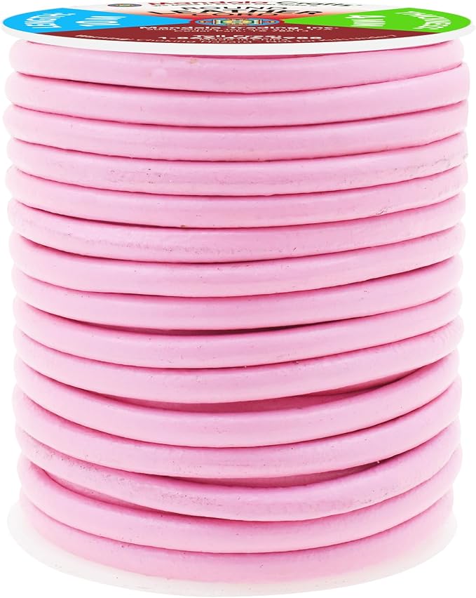Mandala Crafts Round Genuine Pink Leather Cord - Image 2