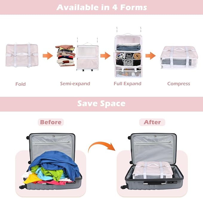 Surblue Hanging Shelves Travel Storage Bag Compression Packing Cube - Image 3