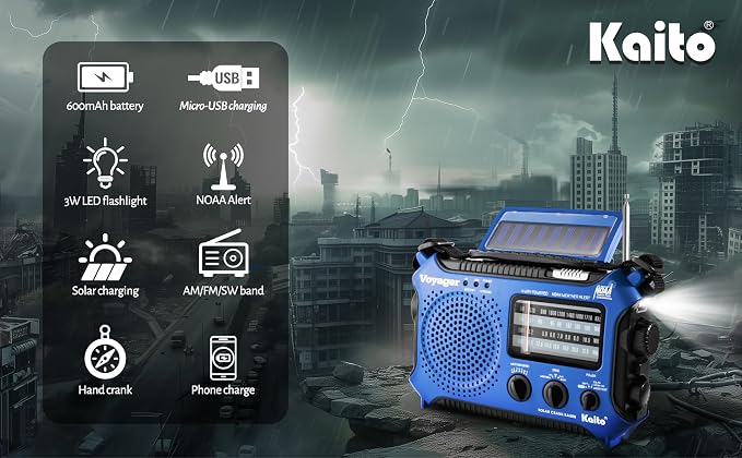 Kaito KA500BU 5-Way Powered Emergency AM/FM/SW Weather Alert Radio - Image 3