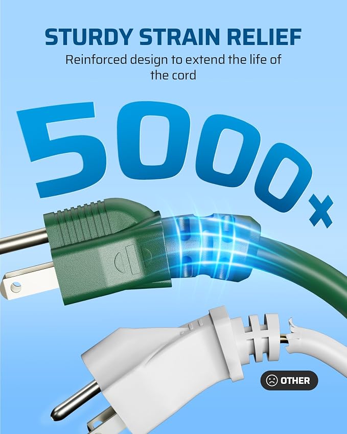 DEWENWILS 15 FT Outdoor Extension Cord, Weatherproof 16/3 SJTW Power Cable - Image 3