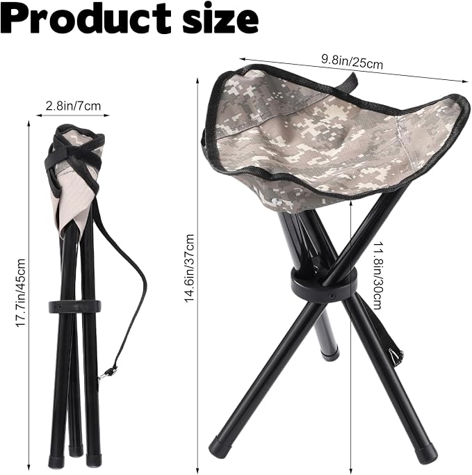 Travel Folding Camping Stool, 14.6 inches Lightweight Outdoor Tripod Chair and - Image 3