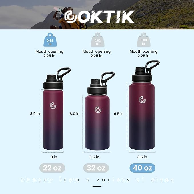 Sports Water Bottle 40oz, Insulated Water Bottle - Image 2