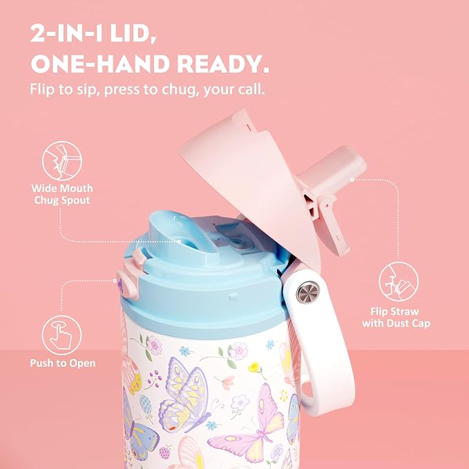 POWCAN 18 oz Insulated Water Bottle: 2-in-1 Push-Button Spout & Quick-Flip - Image 2