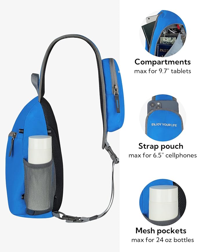 WATERFLY Crossbody Sling Bag Small Water Resistant Backpack Lightweight - Image 5
