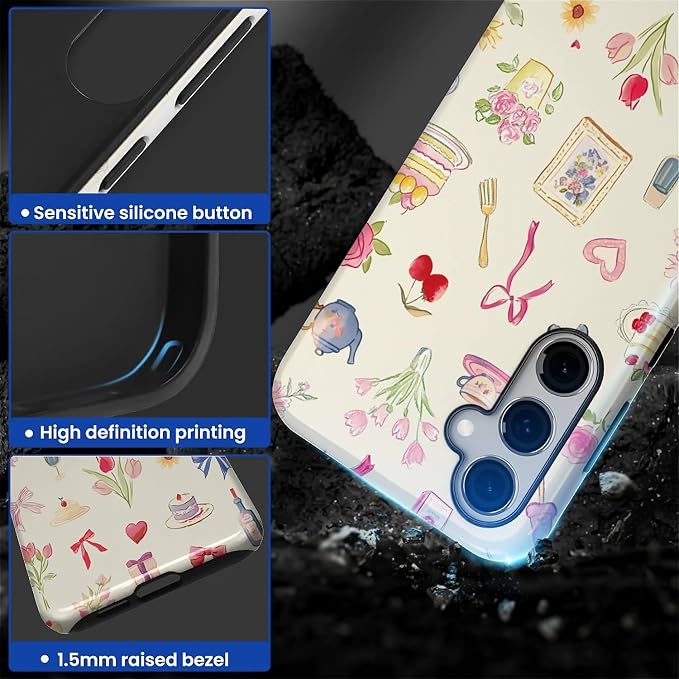 for Samsung Galaxy S24 Case, HL2 Aesthetic Bow Preppy Collage Hybrid 2 Layer - Image 3