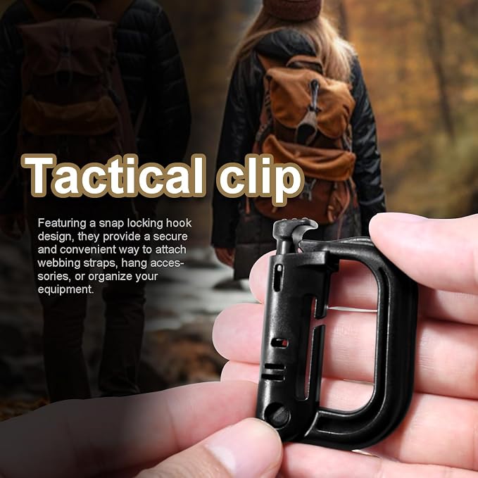 6 Pack 2.12“ Tactical Locking D Ring Plastic Carabiner Backapck Molle Hook Clip - Image 6