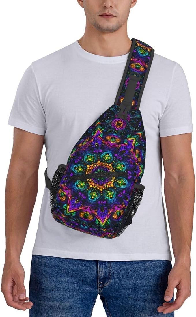 Psychadelic Trippy Art Sling Bag Crossbody Travel Hiking Chest Backpack - Image 7