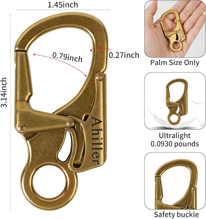 Ahiller Carabiner Clip, Double Anti-Misopening Locking Design, Key Ring Clip - Image 3