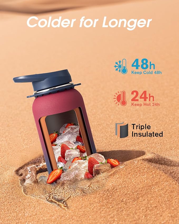 Coolflask Water Bottle with Straw, 32 oz Insulated Metal Water Flask with Straw - Image 2