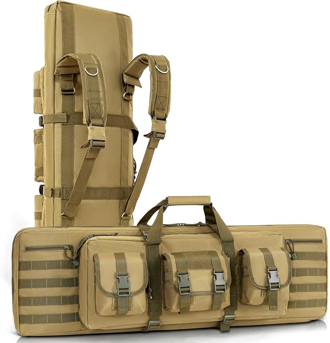 DULCE DOM 36 42 48 Inch Double Rifle Case, Tactical Soft Padded Backpack by DULCEDOM