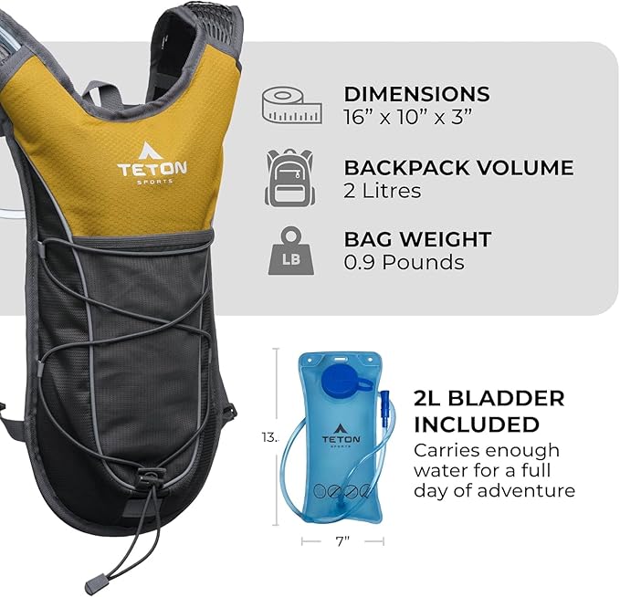 Teton Oasis/Trailrunner Hydration Backpack – Lightweight Water Pack - Image 3