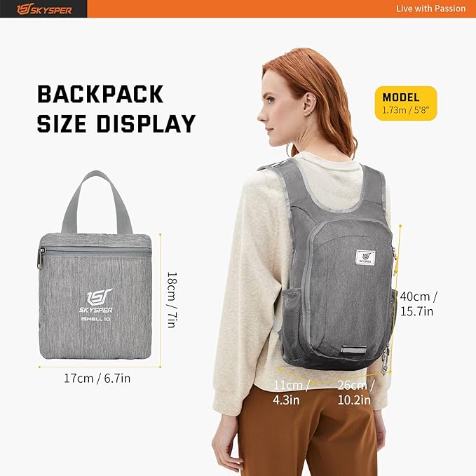 SKYSPER Small Daypack 10L Hiking Backpack Packable Lightweight Travel Day Pack - Image 6