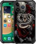 for iPhone 14 Pro Case, Entwined Rose Snake Pattern Graphic Design Girl Boy by FKBRCL4U
