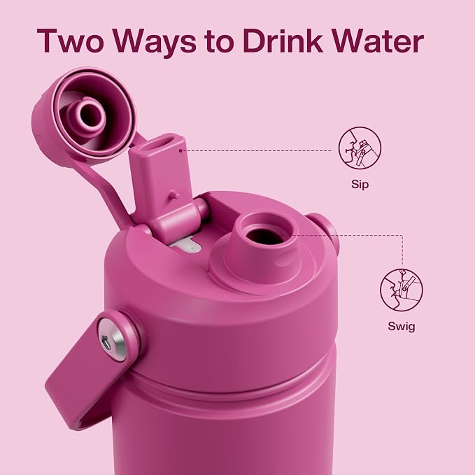 Kids Insulated Water Bottle - 12oz Stainless Steel Water Bottle with Dual Spouts - Image 3