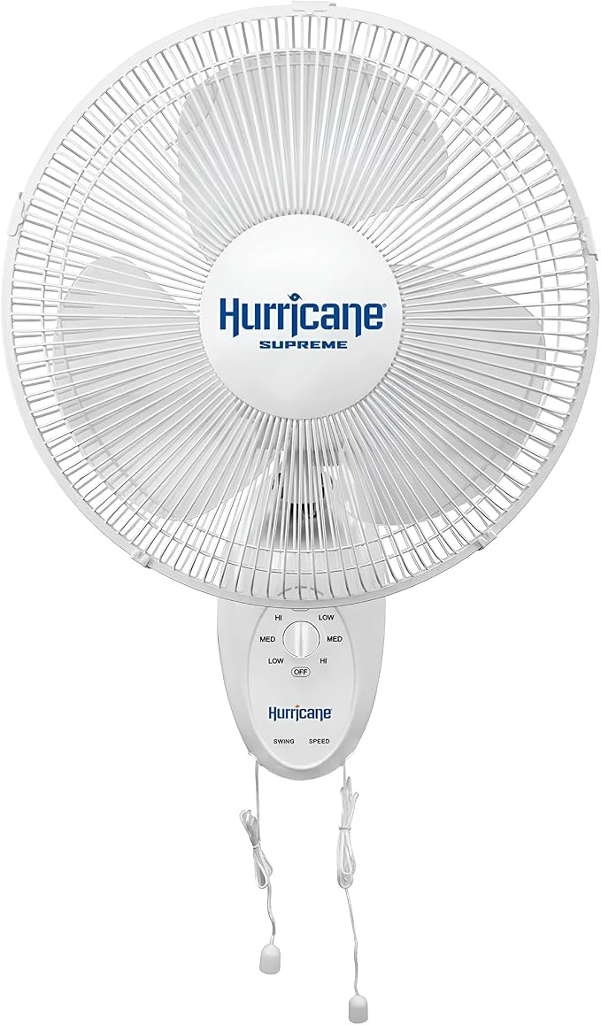 Hurricane Supreme 12” Portable Oscillating Wall Mount Fan, Space Saving by Hurricane
