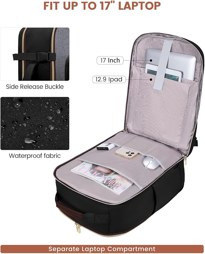 LOVEVOOK 40L Travel Backpack for Women & Men, Airline Approved Carry On Luggage - Image 8
