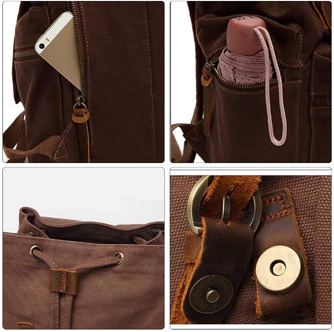 AUGUR High Capacity Canvas Vintage Backpack - Image 3