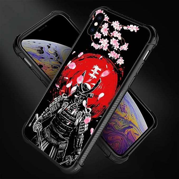 for iPhone X/Xs Case, Sakura Japanese Samurai Pattern Graphic Design Girl Boy - Image 4