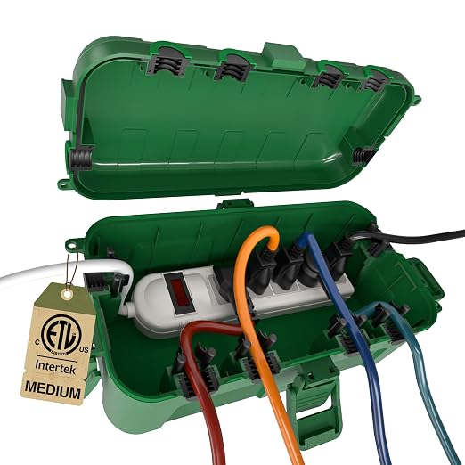 Flemoon Medium Outdoor Electrical Box, IP54 Waterproof Extension Cord Cover w/6 by FLEMOON
