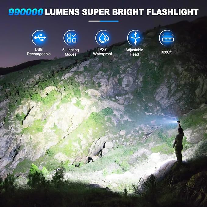 KINGCAESAR Flashlights High Lumens Rechargeable, 2 Pack 90, 000 Lumens Super - Image 2