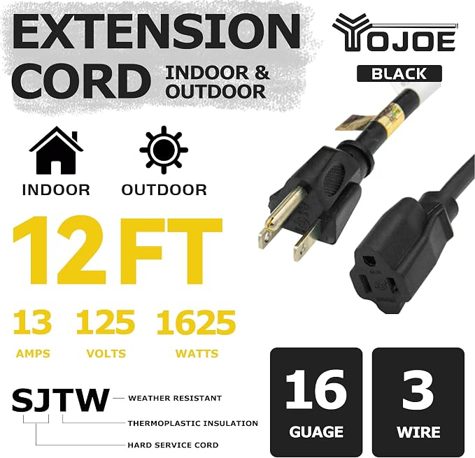 YOJOE Indoor Outdoor Extension Cord, 3 Prong 13A Weatherproof Power Cord - Image 2