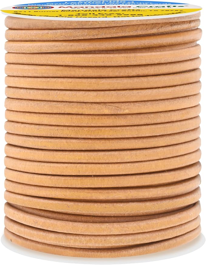 Mandala Crafts Round Genuine Tan Leather Cord - Image 2
