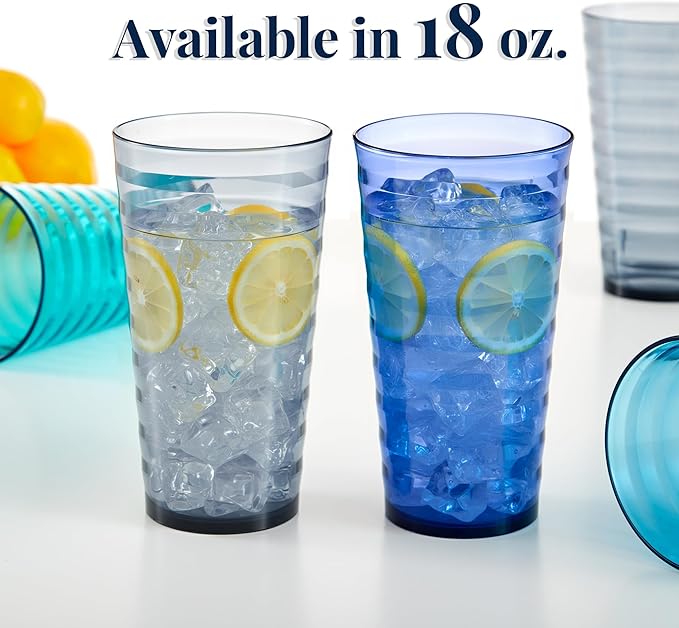 US Acrylic Splash 18 ounce Plastic Stackable Water Tumblers in 4 Coastal Colors - Image 3