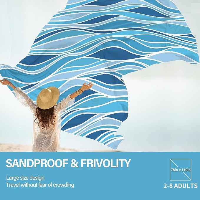 Famstar Beach Blanket Oversized Extra Large78 X 110", Waterproof Sandproof - Image 4