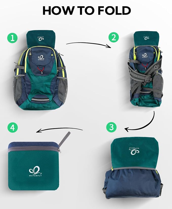 WATERFLY Lightweight Packable Hiking Backpack: 30L Foldable Travel Daypack - Image 7