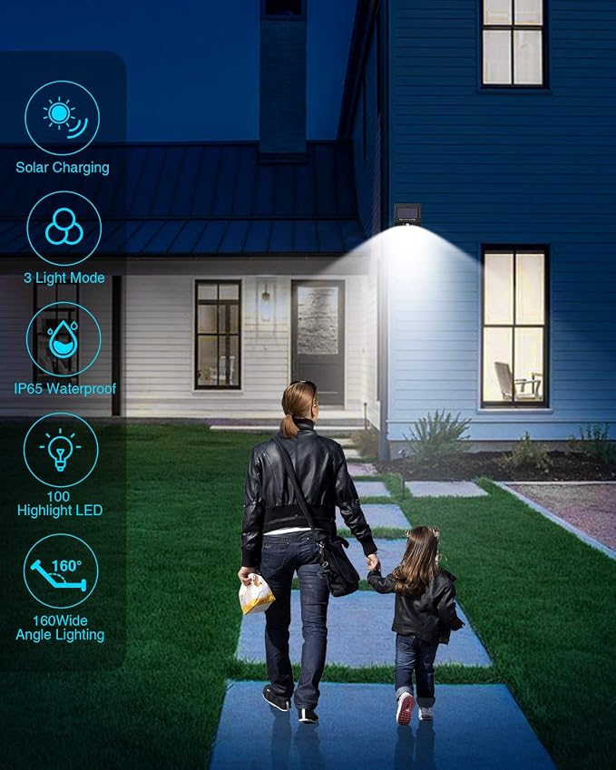 10 Pack Outdoor Solar Lights, 3 Modes/100LED Wireless Solar Security Lights - Image 6