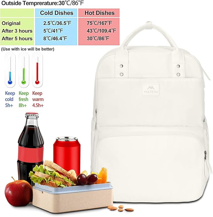 MATEIN Womens Backpack with Lunch Box, 17 Inch Laptop Backpack with Cooler - Image 2