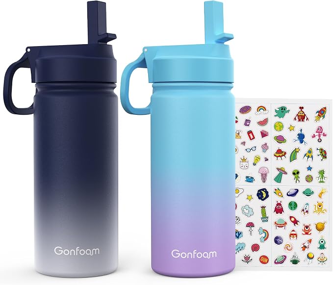 Kids Water Bottle, insulated Stainless Steel Straw Cup by Gonfoam