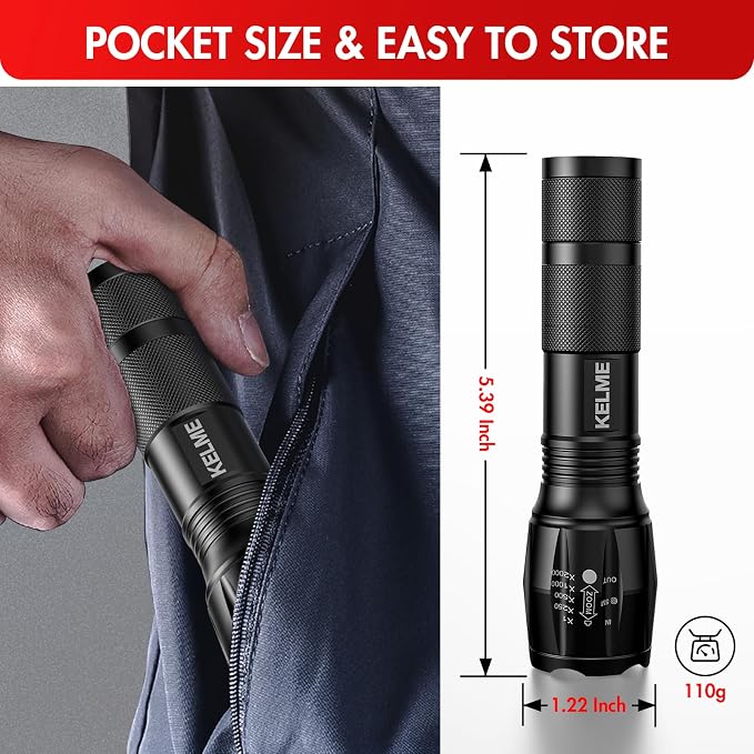 KELME 3 Pack Flashlights High Lumens, Powerful Tactical Flashlights - Image 7