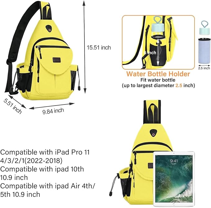 MOSISO Sling Backpack, Canvas Crossbody Hiking Daypack Bag - Image 2