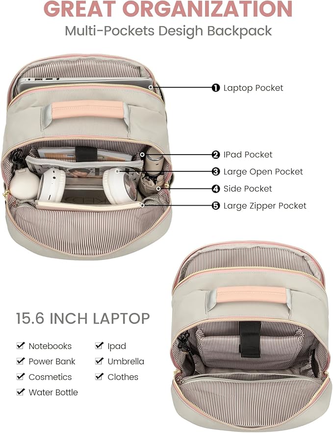 LOVEVOOK Laptop Backpack Purse for Women, Work Travel Computer Bags, College - Image 3