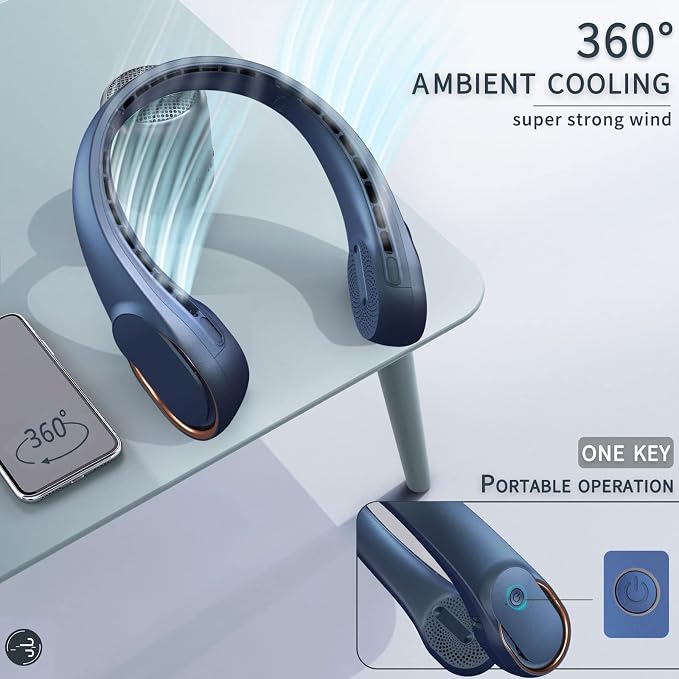 ASNUG Neck Fan, USB Rechargeable Personal Fan, 4000 mAh Battery Operated - Image 5