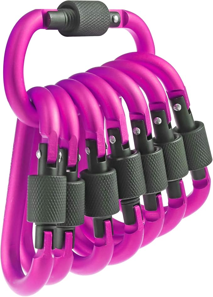 10 Pack Aluminum D Ring Key Rings Hiking Clips Locking Carabiner by IEBUOBO
