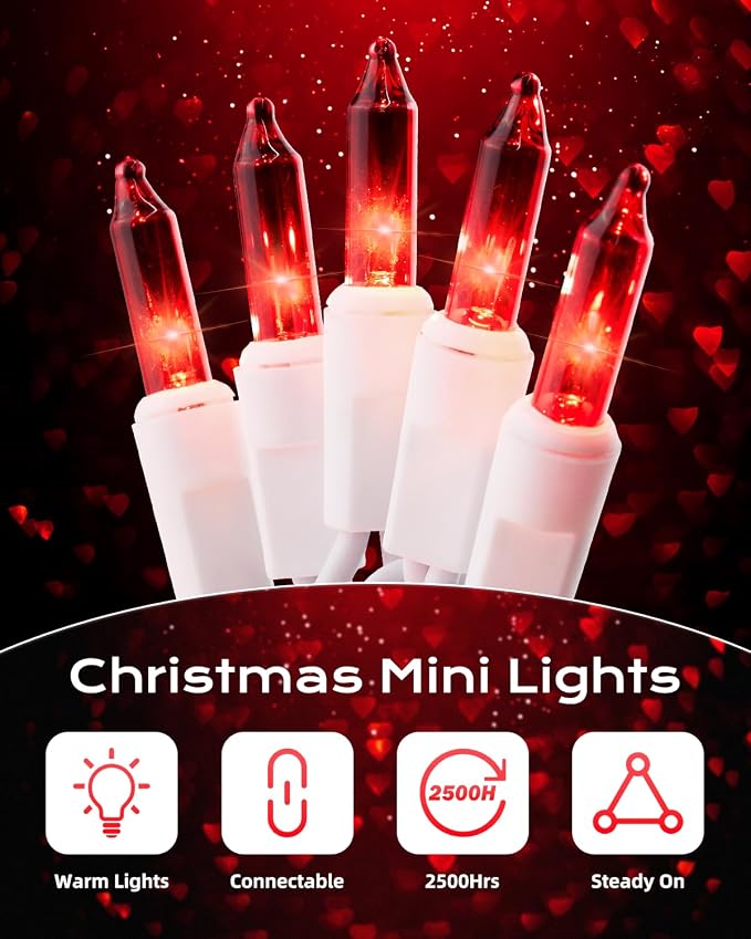 Brightown Red Mini String Lights, 100-Count 26.5ft Incandescent Bulb - Image 7