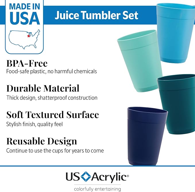 US Acrylic Newport 10 ounce Unbreakable Plastic Stackable Juice Tumblers in - Image 2