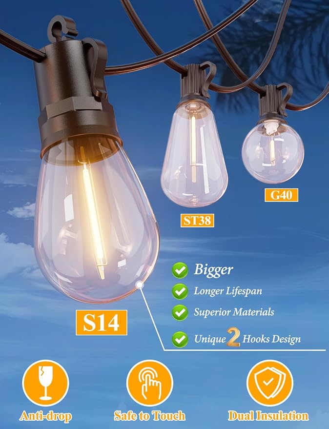 Brightever 150FT Outdoor String Lights, Patio Lights - Image 2