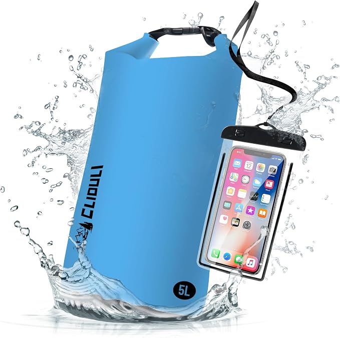 Waterproof Dry Bag, Roll Top Blue Small Waterproof Backpack by Cliduli