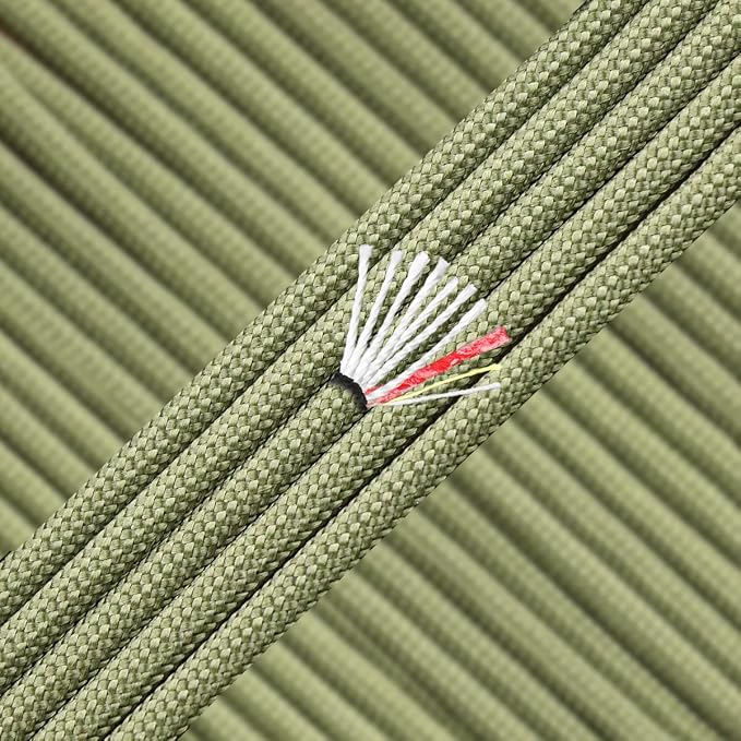 PSKOOK Survival Paracord Parachute Fire Cord Survival Ropes Red Tinder Cord PE by PSKOOK